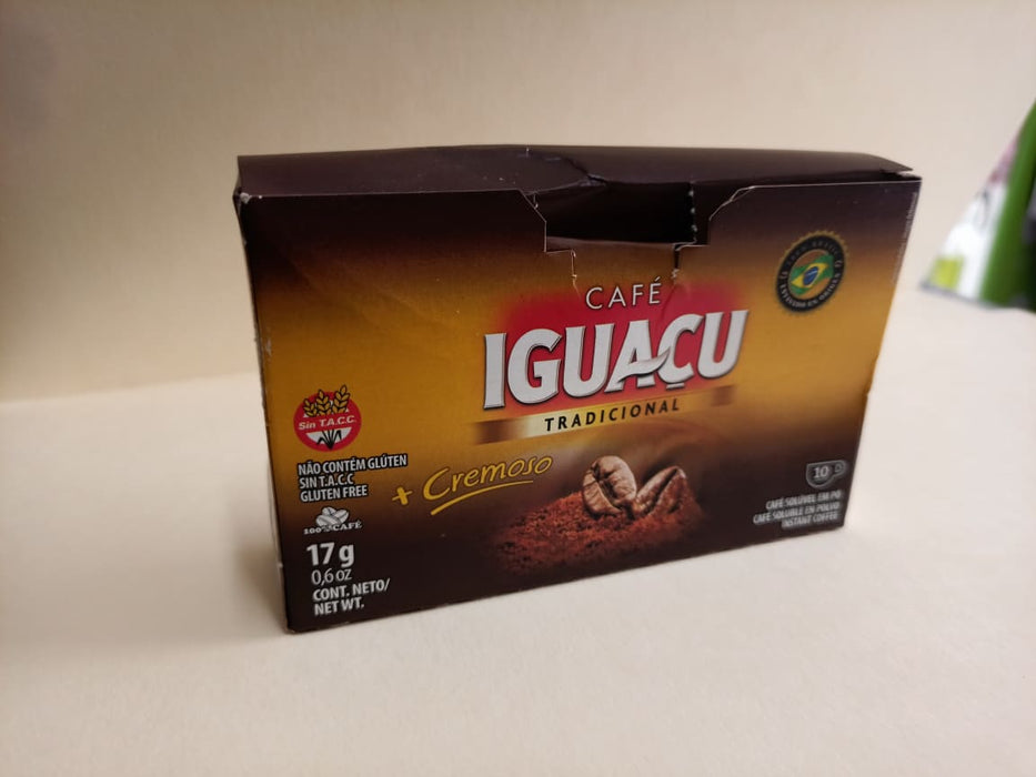 Cafe' Iguacu Tradicional Instant  Brazilian Coffee, 10pcs in a box, 17g