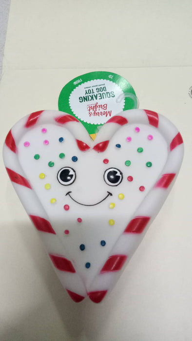 Merry & Bright Squeaker Heart Dog Toy - Squeaker 5.25 in x 5 in
