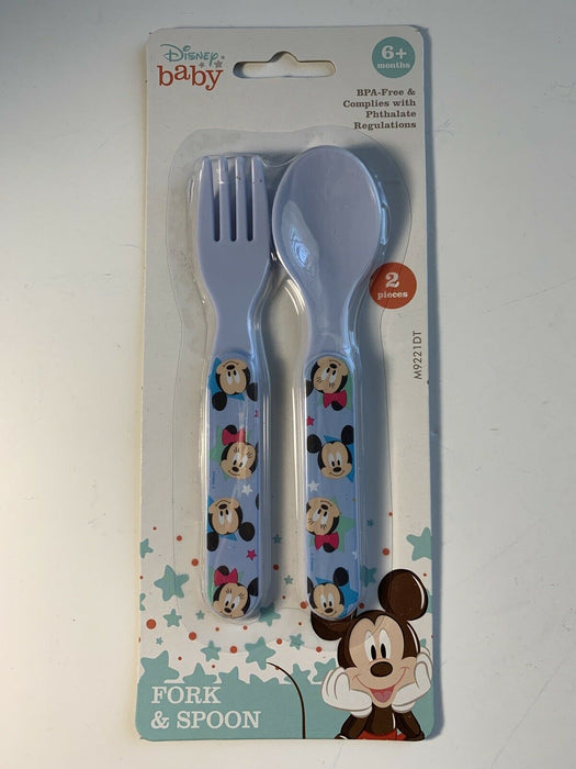 Disney Baby Minnie & Mickey Mouse Pink Fork & Spoon Set BPA Free Brand New