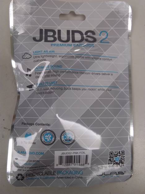 JLabs, JBuds2, Premium In-ear Earbuds, Pink