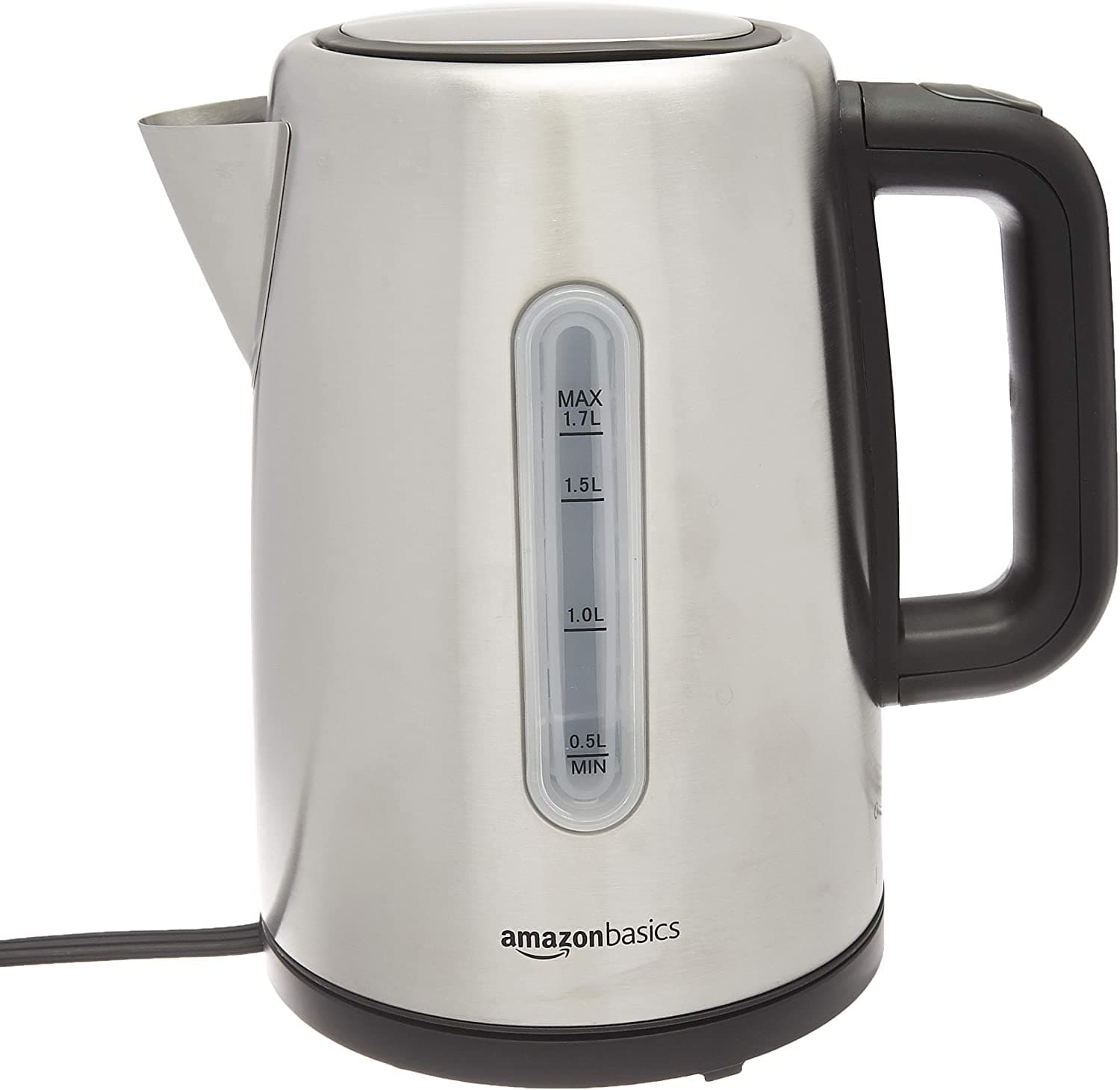 AmazonBasics Stainless Steel Fast, Portable Electric Hot Water Kettle for Tea and Coffee, 1.7-Liter, Silver
