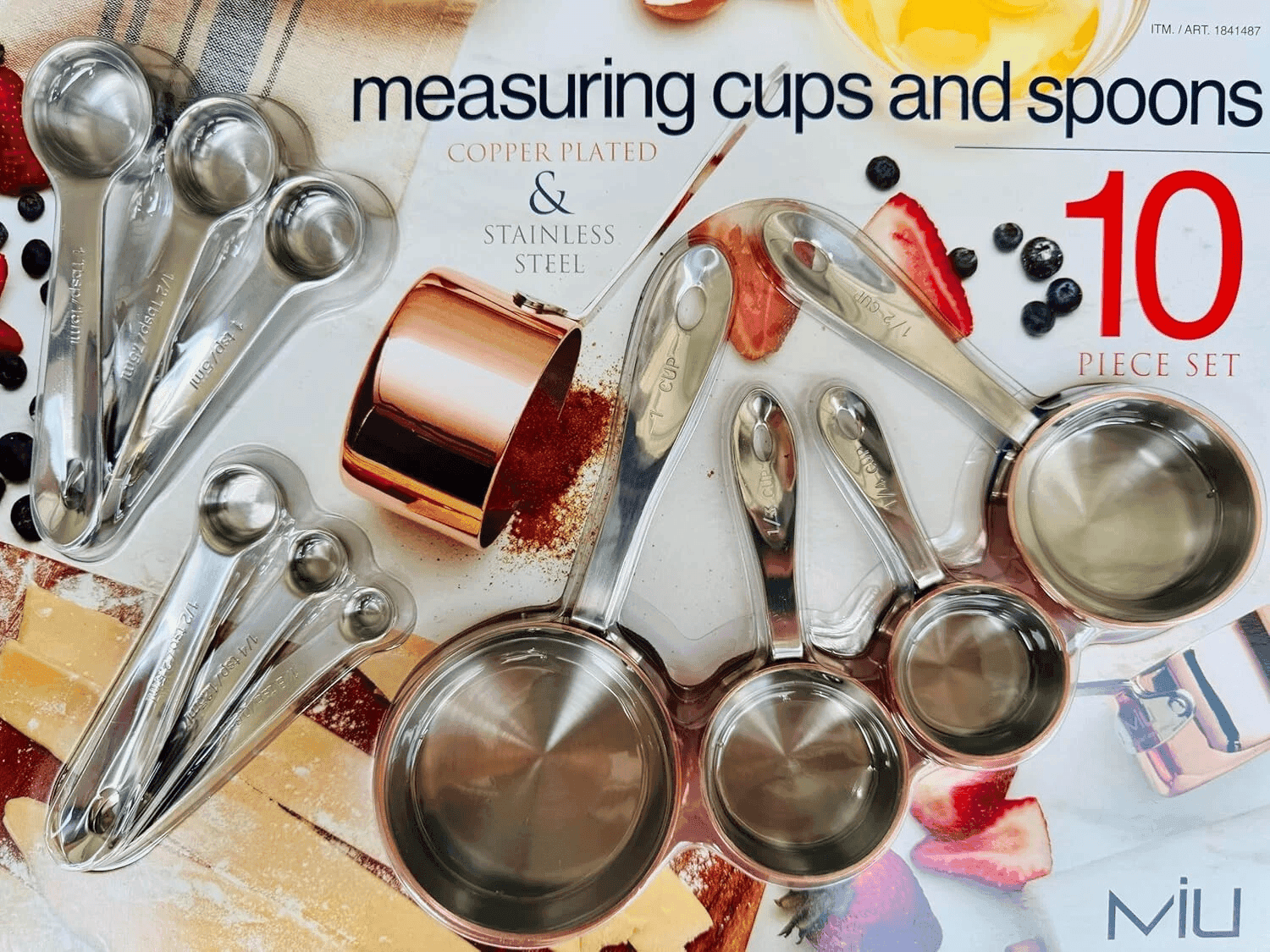 MIU Copper Plated Exterior Measuring Cups + Stainless Steel Spoons 10 Piece Set
