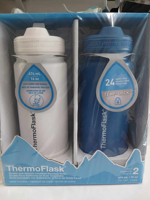 ThermoFlask 16oz Stainless Steel  Water Bottles with Straw Lid (Available color Blue)