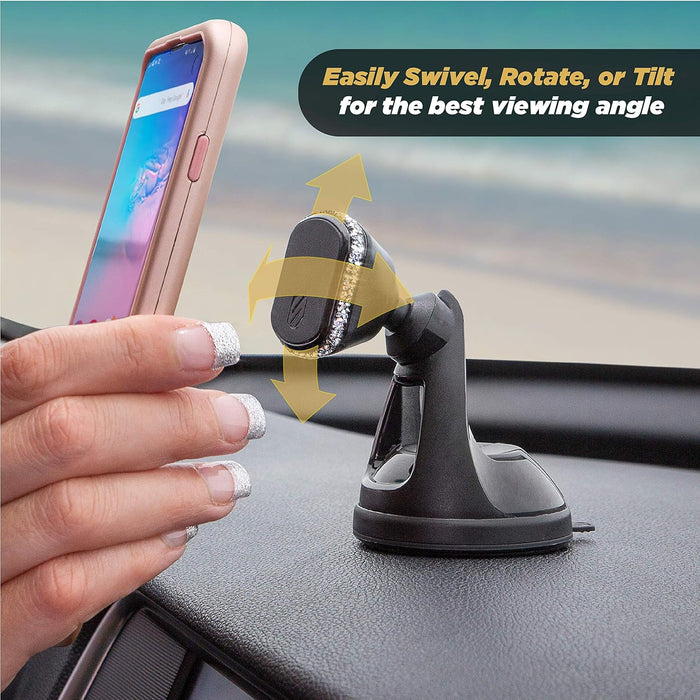 SCOSCHE - MSW5WD-XTPR1 MagicMount Swarovski Crystal Limited Edition Pro Universal Magnetic Phone/GPS Suction Cup Mount