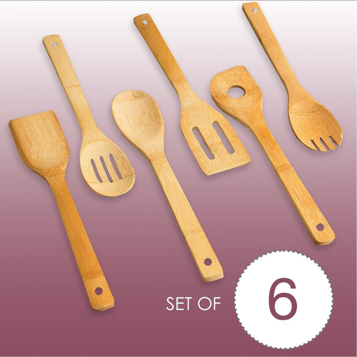 Home Basics 6 Piece Bamboo Kitchen Cutlery Tool Set