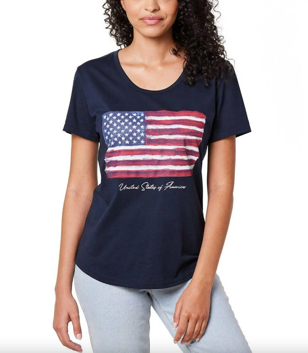 General Standard Women's USA Patriotic Graphic Print Tee Cotton Americana T-Shirt