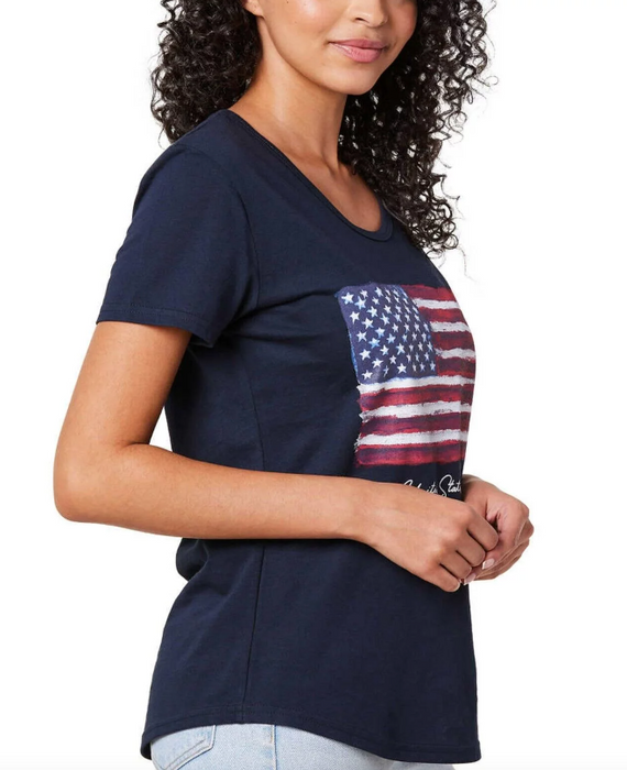 General Standard Women's USA Patriotic Graphic Print Tee Cotton Americana T-Shirt