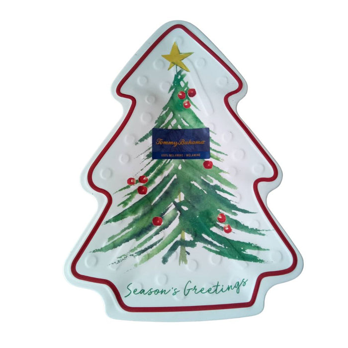 TOMMY BAHAMA Christmas Melamine Large Christmas Tree Shape Platter