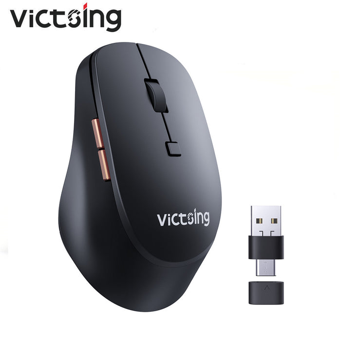 VictSing PC339 Wireless Mouse 2.4Ghz USB Type-C Slim Travel Mice with 5 Adjustable DPI Levels, 6 Buttons