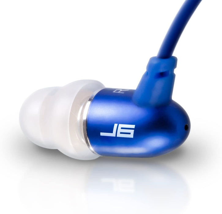 JLab Audio J6 High Fidelity Metal Ergonomic Earbuds Style Headphones, Guaranteed for Life - Sapphire Blue