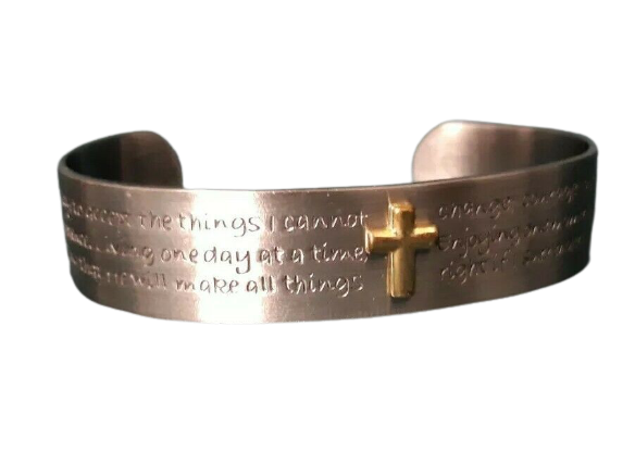 Engraved open cuff Bangle Christian Prayer Encouragement Magnetic Bracelet