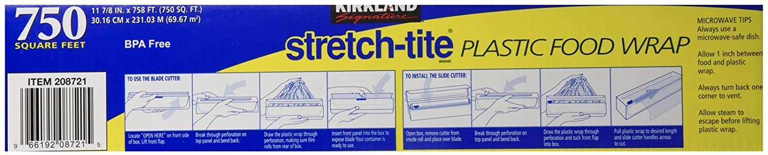 Kirkland Signature Stretch-Tite Plastic Wrap - 11 7/8 x750 feet