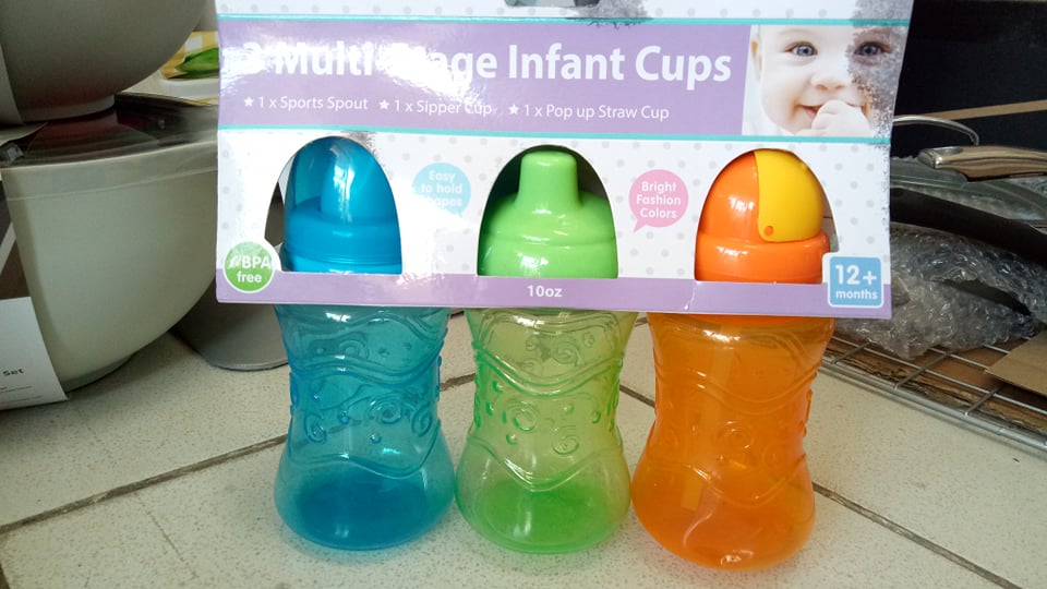 Baby Years 3 Multistage Infant Cups, 1 sports spout, 1 sipper cup, 1 Pop up straw Cup (10oz)