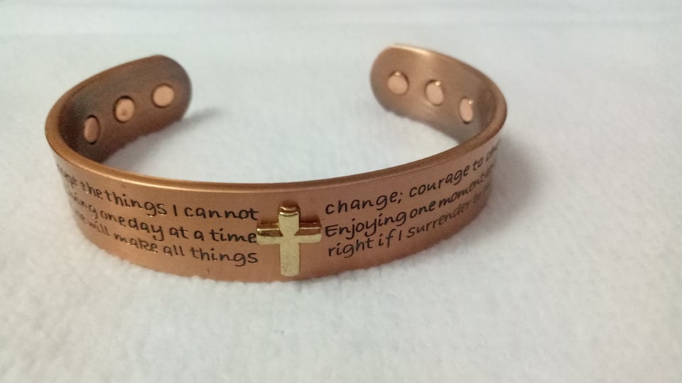 Engraved open cuff Bangle Christian Prayer Encouragement Magnetic Bracelet