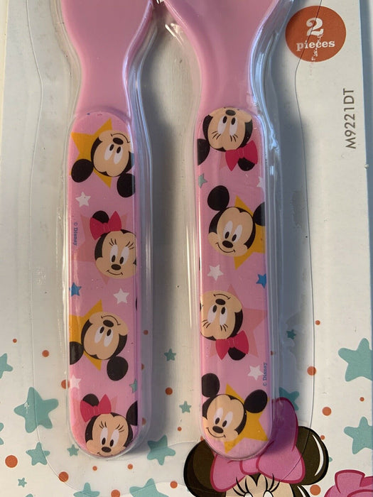 Disney Baby Minnie & Mickey Mouse Pink Fork & Spoon Set BPA Free Brand New