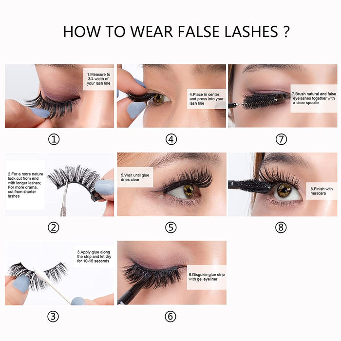 5 Pairs Wispy Eyelashes Natural Look Faux Mink Fluffy False lashes (G805)
