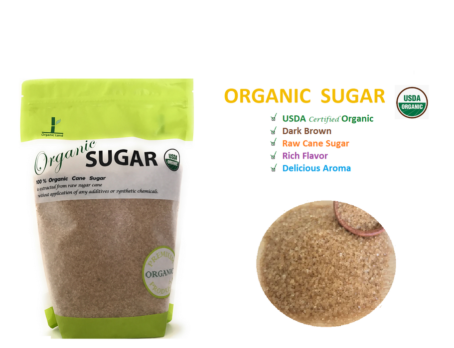 Organic Sugar USDA Certified 100% Organic Cane Sugar, Light Brown, 2 lbs