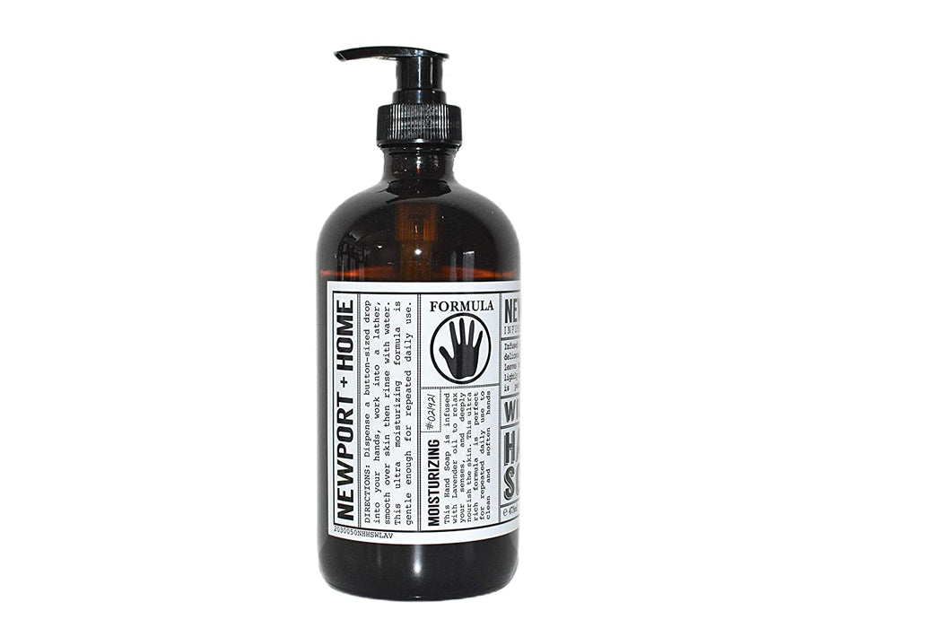 Newport + Home Hand Soap, Wild Lavender, Infused w/Coconut Oil & Essential Oil by Home and Body Co, 16 fl oz 473ml Glass Bottle