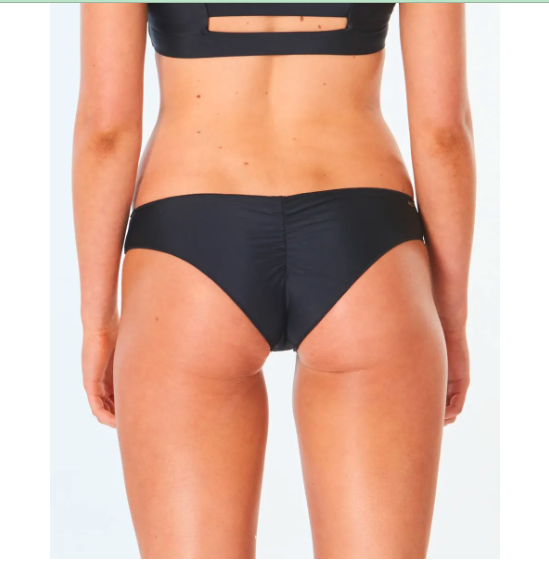 Rip Curl Classic Surf Eco Cheeky Coverage Bikini Bottom (Small-Black)