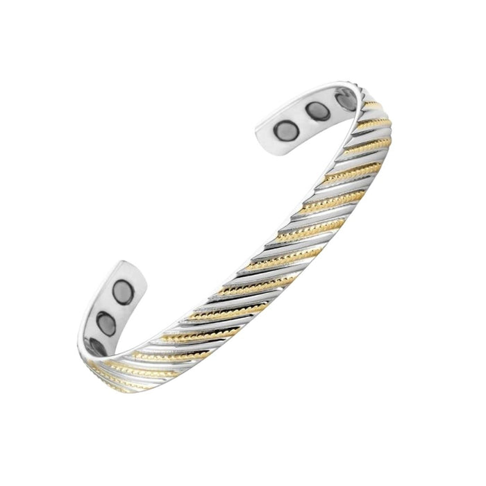 Escalus 2-Tone (Gold Silver Color) Plating Powerful Magnetic Copper Bracelet Bio Healing Bangle Unisex Wristband Charm