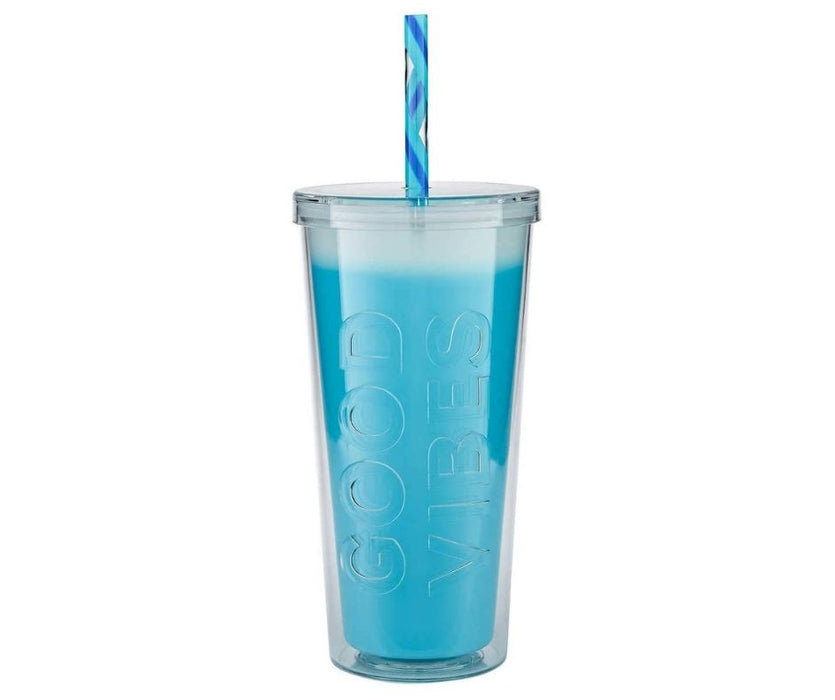 Parker Lane Color Changing Double Wall Straw Tumblers, 22OZ (White & Blue available)