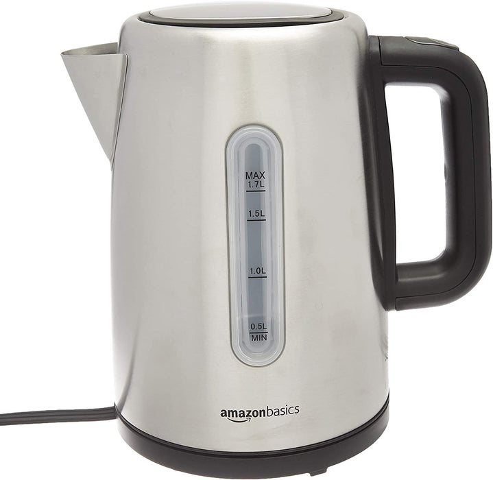 AmazonBasics Stainless Steel Fast, Portable Electric Hot Water Kettle for Tea and Coffee, 1.7-Liter, Silver-Appliances-Amazon-eshopping