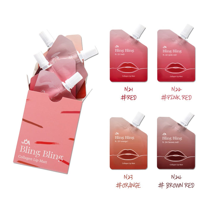 JOA Bling Bling Collagen Lip tint 4Colors(Red, pink red, brown red, & Orange)