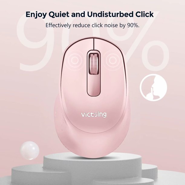 VicTsing Mini Ergonomic Wireless Mouse, Pink