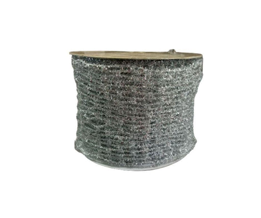 FARRISILK RIBBON - Metallic Glitter Tinsel Mesh Ribbon, Silver, 4-Inch, 10 Yards-decoration-farrisilk-eshopping