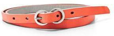 Fossil Skinny Reversible Leather Belt - Hot Coral-Accessories-Fossil-eshopping