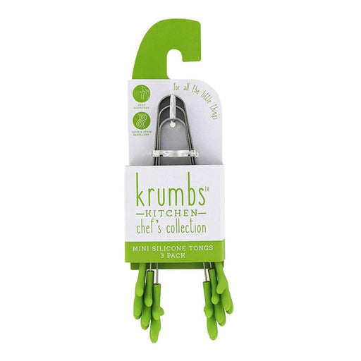 Krumbs Kitchen Chef's Collection Silicone Mini Kitchen Tongs, Set of 3, Green-Tongs-Krumbs Kitchen-eshopping