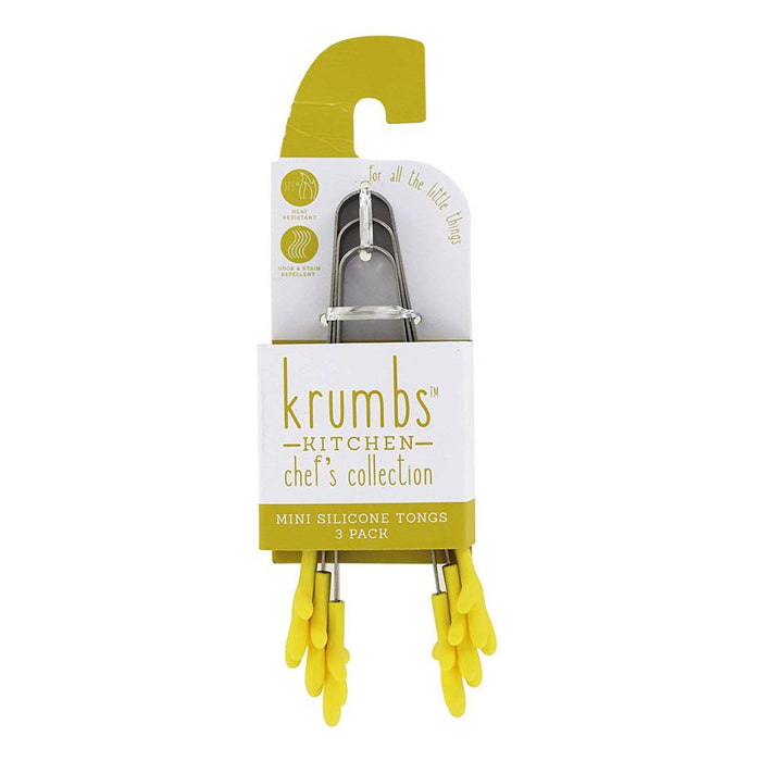 Krumbs Kitchen Chef's Collection Silicone Mini Kitchen Tongs, Set of 3, Yellow-Tongs-Krumbs Kitchen-eshopping