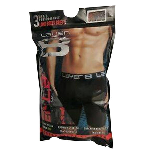 Layer 8 Men's Large Performance Stretch 3 Pack Colorful Long Boxer Briefs (Medium)-Men's Underwear-Marshalls-black-eshopping
