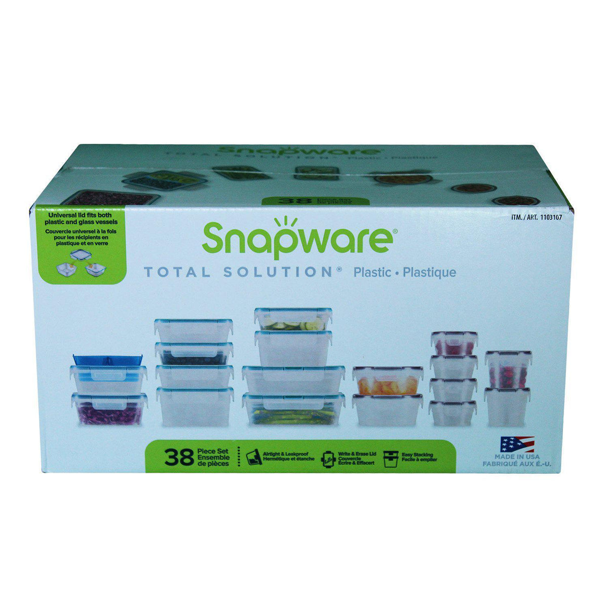 Snapware 38 Piece Airtight Plastic Food Storage Set 