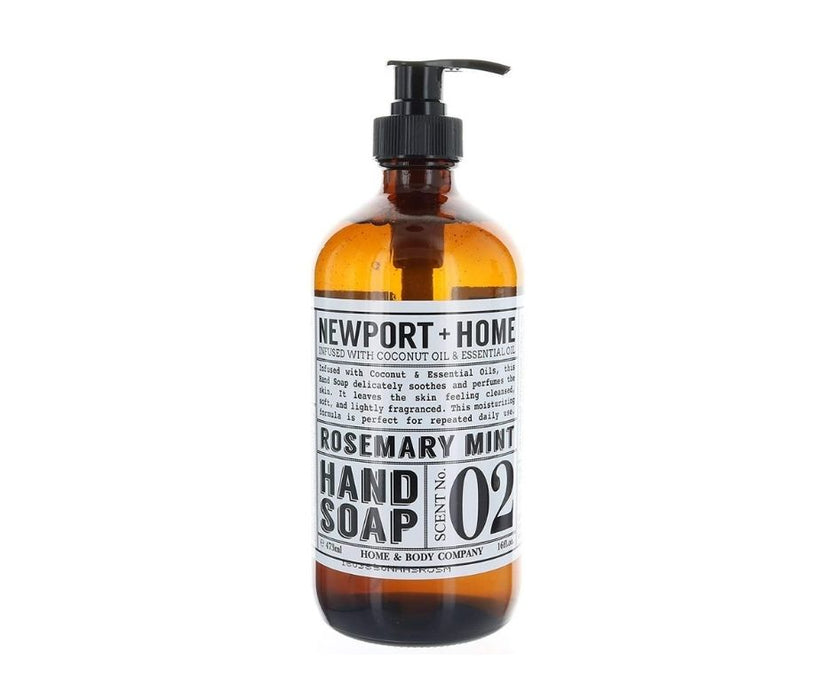 Newport + Home Hand Soap, Rosemary Mint 16 oz 473ml, Infused w/Coconut Oil & Essential Oil by Home and Body Co